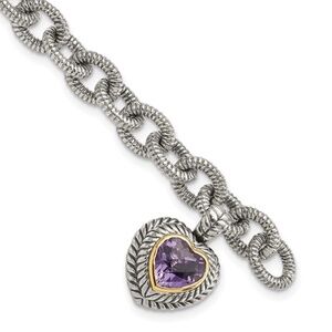 Shey Couture Antiqued Amethyst Heart Link Bracelet